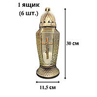 Лампадка Скляна Аплікація Мікс з запаскою (6шт./ящ.) 30см