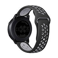 Ремінець для годинника 22 мм Nike design чорний з сірим (з кнопкою), фото 6