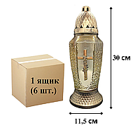 Лампадка Стеклянная Апликация Микс с запаской (6шт./ящ.) 30см