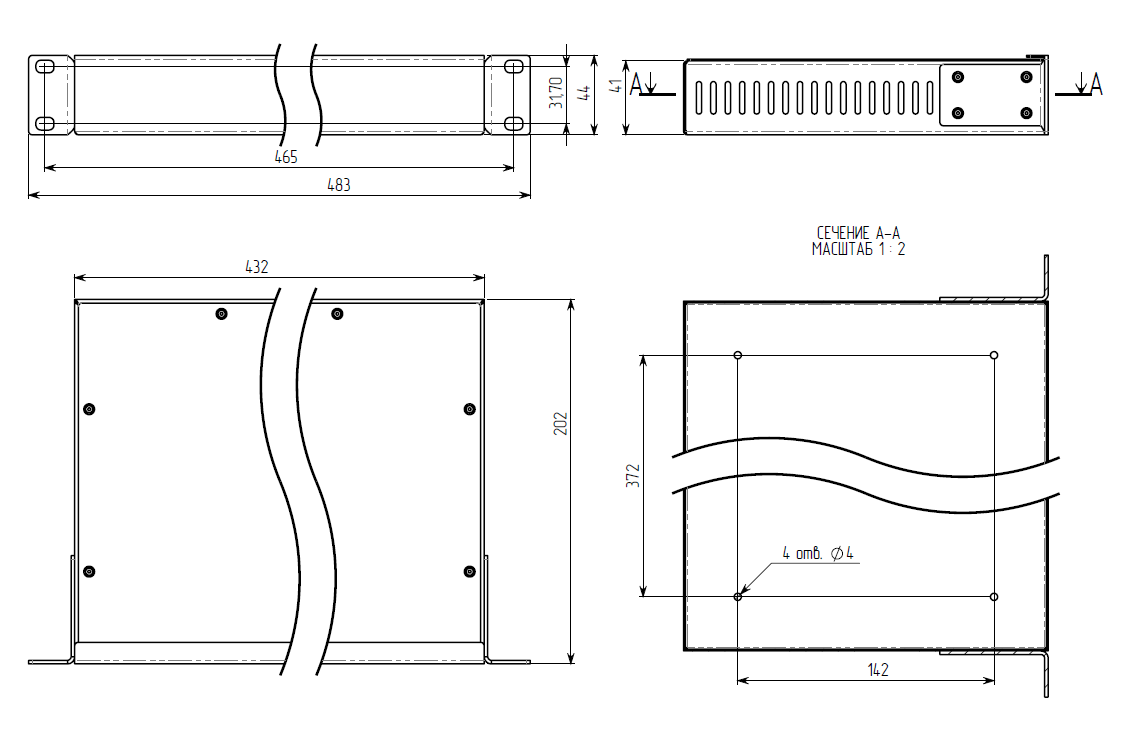 Корпус металлический MiBox Rack 1U, модель MB-1200vS (Ш483(432) Г202 В44) черный - фото 7 - id-p2135710039