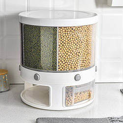Диспенсер для круп, що обертається (22 літри) 6 відсіків