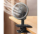Вентилятор акумуляторний настільний GXQC D607 на прищіпці Темно-сірий, фото 3