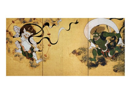 Листівка Японське мистецтво - Wind God Fujin and Thunder God Raijin, фото 1