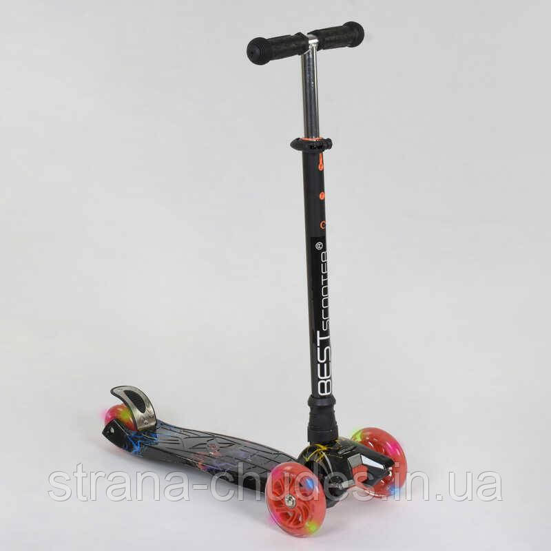 Самокат MAXI "Best Scooter" пластмасовий, 4 колеса PU, СВЕТ, трубка керма алюмінієва, d = 12 см, у кор. /1/, фото 1