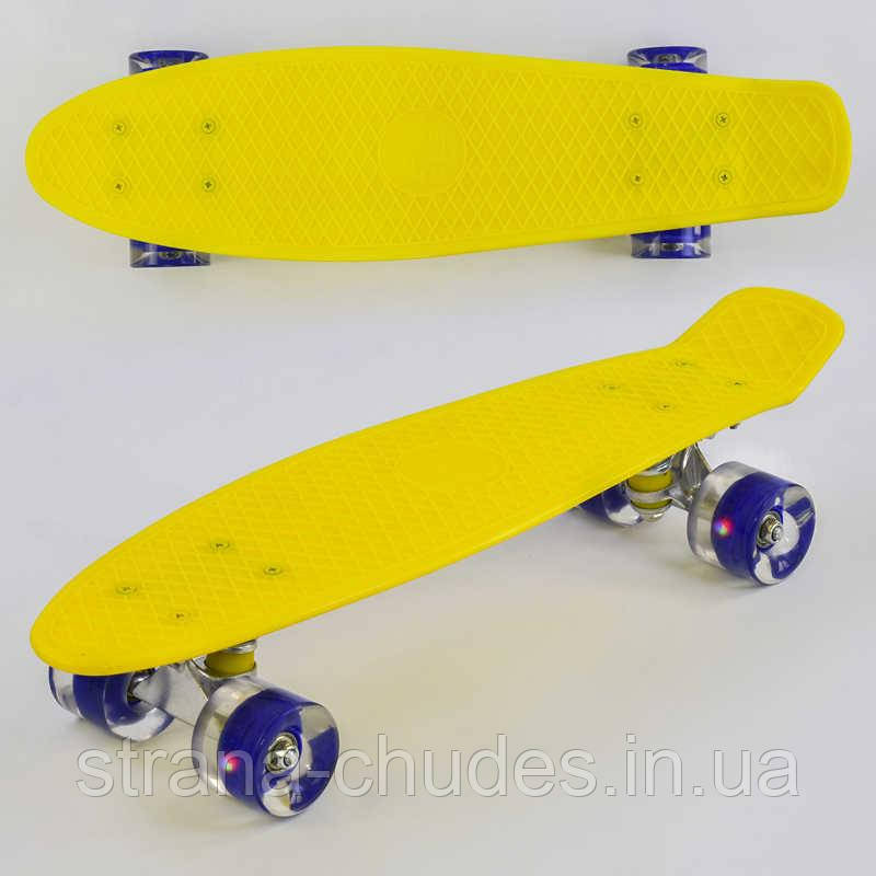 Скейт Пенні борд Best Board, ЖОВТИЙ, дошка = 55см, колеса PU зі світлом, діаметр 6 см /8/