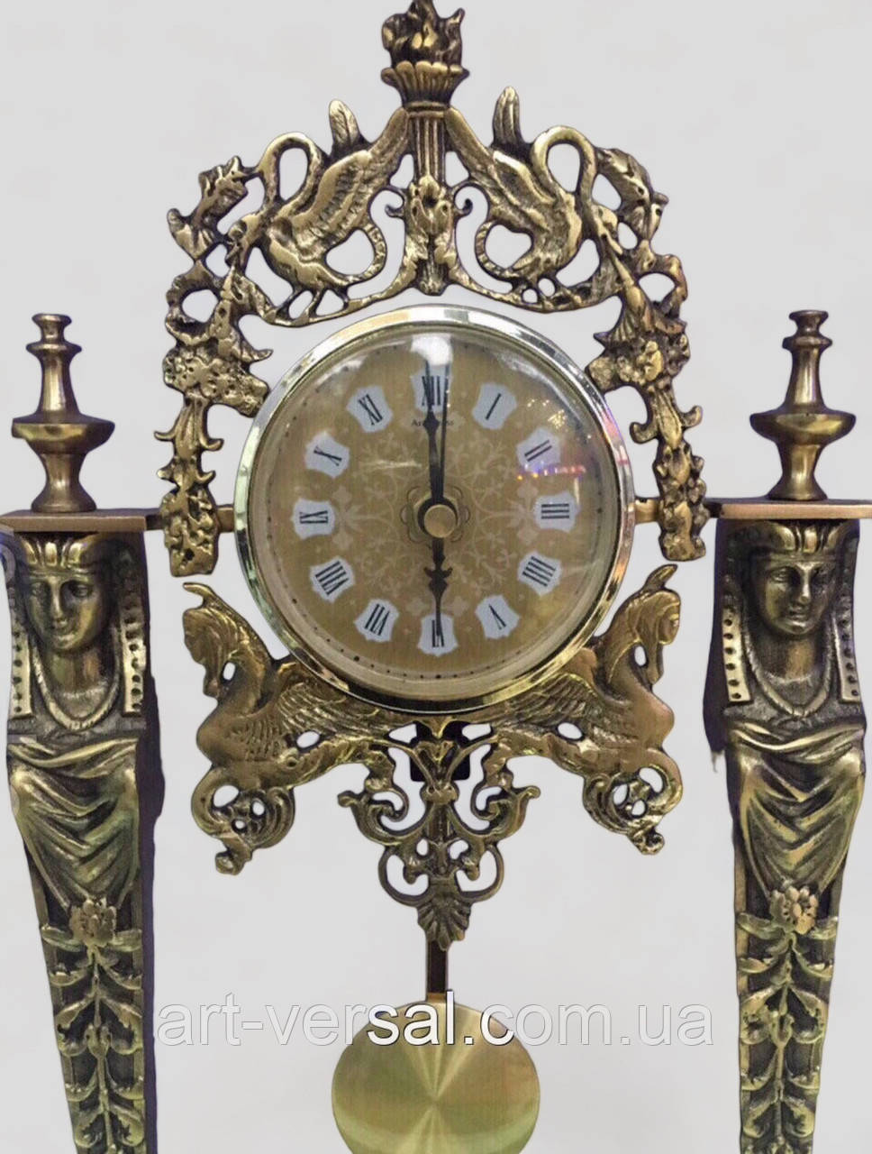 Годинник камінний Маятник на мармурі бронза (35см), фото 1