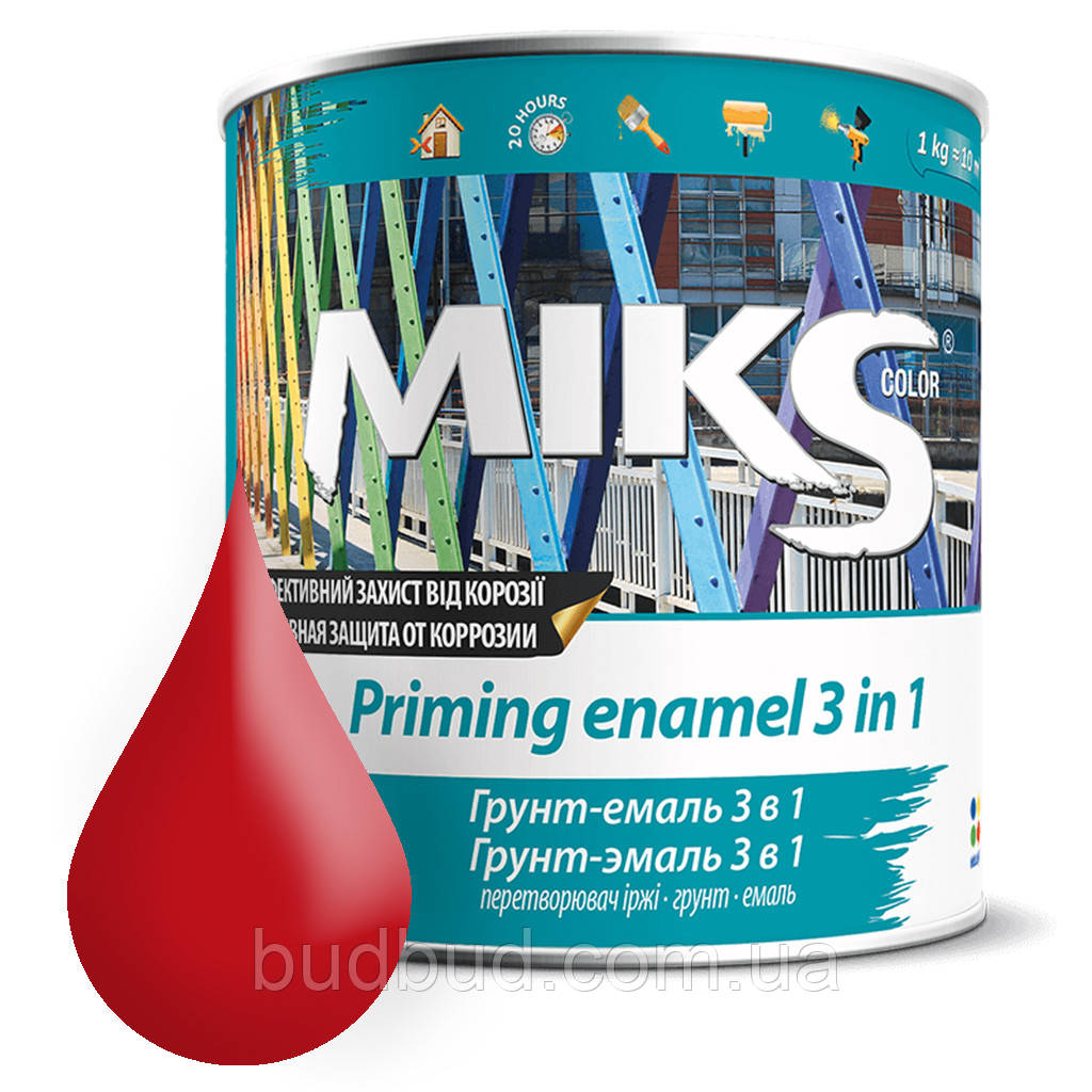 Грунт емаль 3 в 1 Miks color 0,8 кг (RAL3020) Червоний