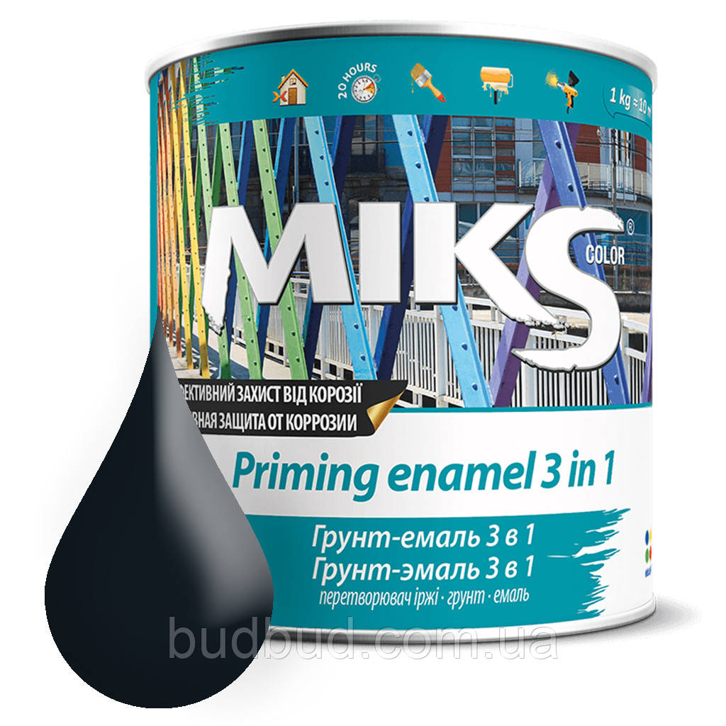 Грунт емаль 3 в 1 Miks color 0,8 кг (RAL9005) Чорний