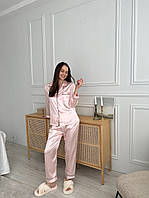 Пижама Женская шелковая пижама. Натуральный шелк. Спальный комплект 2-ка (рубашка+штаны). Домашний комплект с