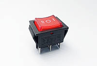 Переключатель клавишный KCD2-203N, с подсветкой, 2 группы, ON-OFF-ON, 6 pin, 16A 250VAC, красный