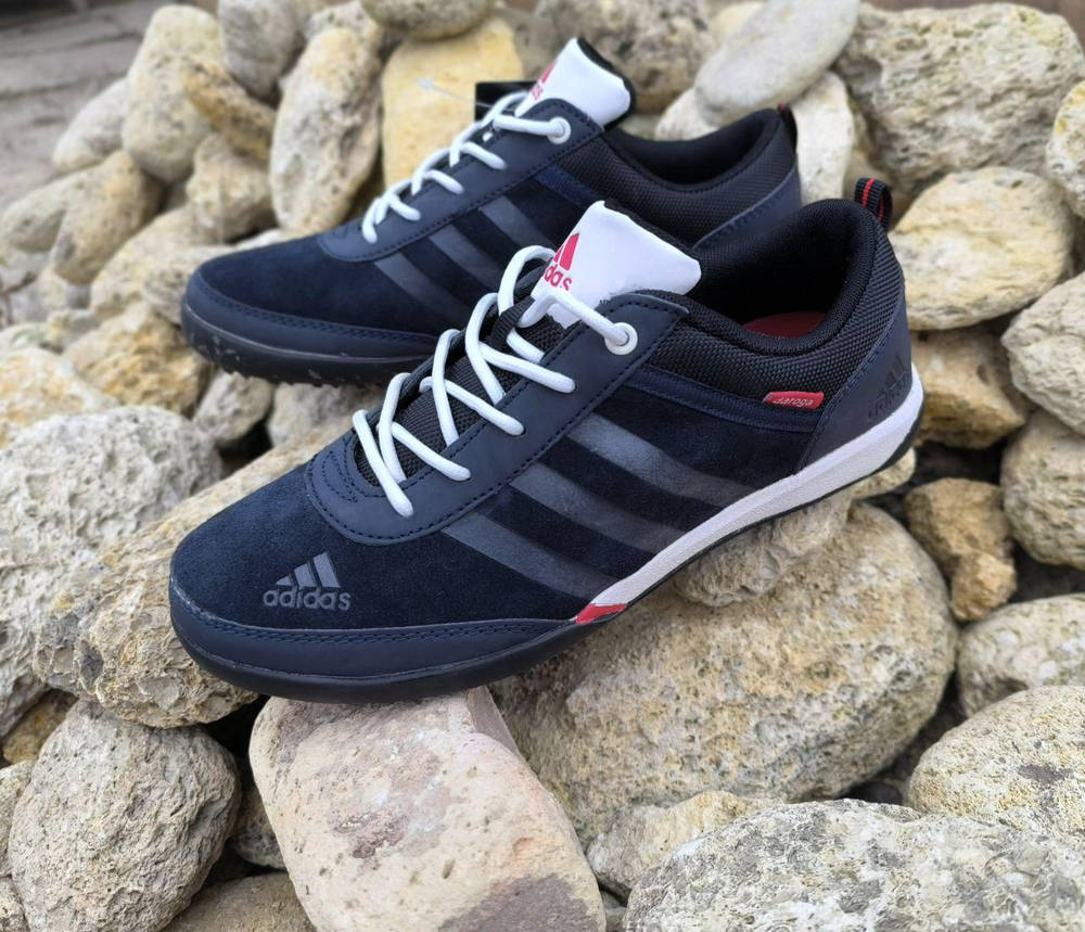 Кроссовки ADIDAS синие на белой плоской подошве эко замша унисекс демисезон, фото 1