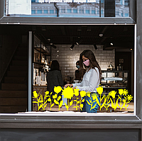 Наклейка виниловая интерьерная декор на окно (витрину, стекло, зеркало) "Цветы. Весенняя клумба" з оракалу