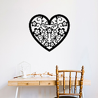 Виниловая интерьерная наклейка декор на стену, обои и другие поверхности "Сердце с цветами" (цвет на выбор) з