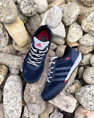 Кроссовки ADIDAS синие на белой плоской подошве эко замша унисекс демисезон, фото 3