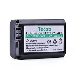 Акумуляторна батарея Sony NP-FW50 Tectra 1500 mAh (Sony Alpha a7 a7r2 a7m2 a6300 a6000 a5000 a5100)