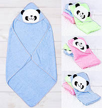 Дитяче полотенечко-куточок Панда. Махровий дитячий рушник після купання. Банний рушник дитячий