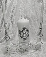 Весільні свічки ручної роботи Mr & Mrs срібло
