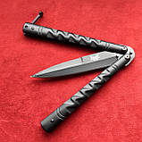 Ніж балісонг на заклепках Benchmade чорна (метелик), фото 2
