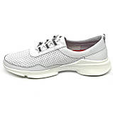 Жіночі шкіряні кросівки білого кольору на шнурівці з перфорацією MIDA 230226(34) розмір 36, фото 2