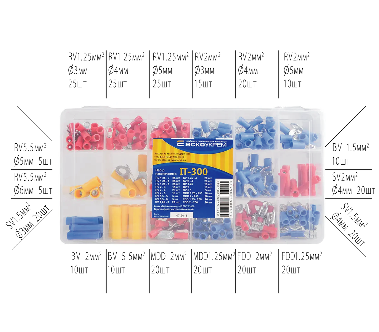 Набір наконечників з ізоляцією IT-300 АСКО-УКРЕМ (A0060080048), фото 1