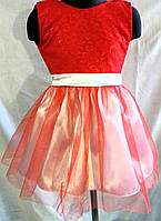 Нарядное детское удлиненное красное платье для девочки на 3-4 года, рост 98-104 см