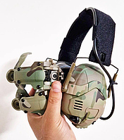 Активні тактичні навушники для стрільби HD-16 Multicam із шумозаглушенням та кріпленням на Шолом мультикам