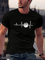 Мужская футболка с принтом космос S M L чёрный /белый Мод 404