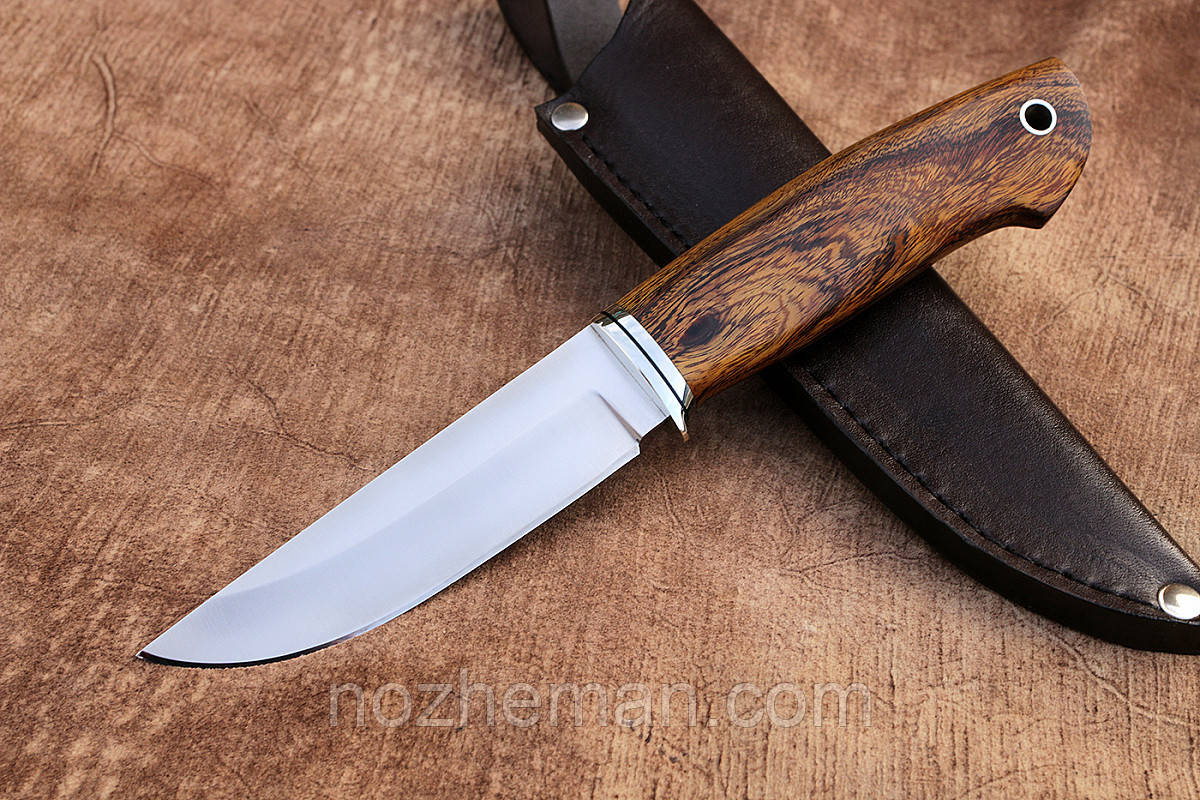 Мисливський ніж ручної роботи Вікінг з порошкової нержавіючої сталі M390, плюс шкіряний чохол в комплекті, фото 1