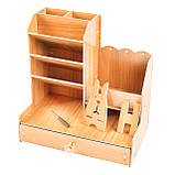 Органайзер підставка для канцелярії Supretto настільний дерев'яний (8755), фото 4
