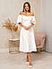 Молодіжне вечірнє плаття з рукавами-ліхтариками та пишною юбкою, біле, айворі, фото 2