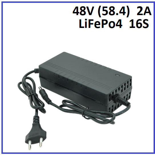 Зарядний пристрій для акумуляторів LiFePO4 48V (58.4) 16S до 2A штекер 5.5х2.5