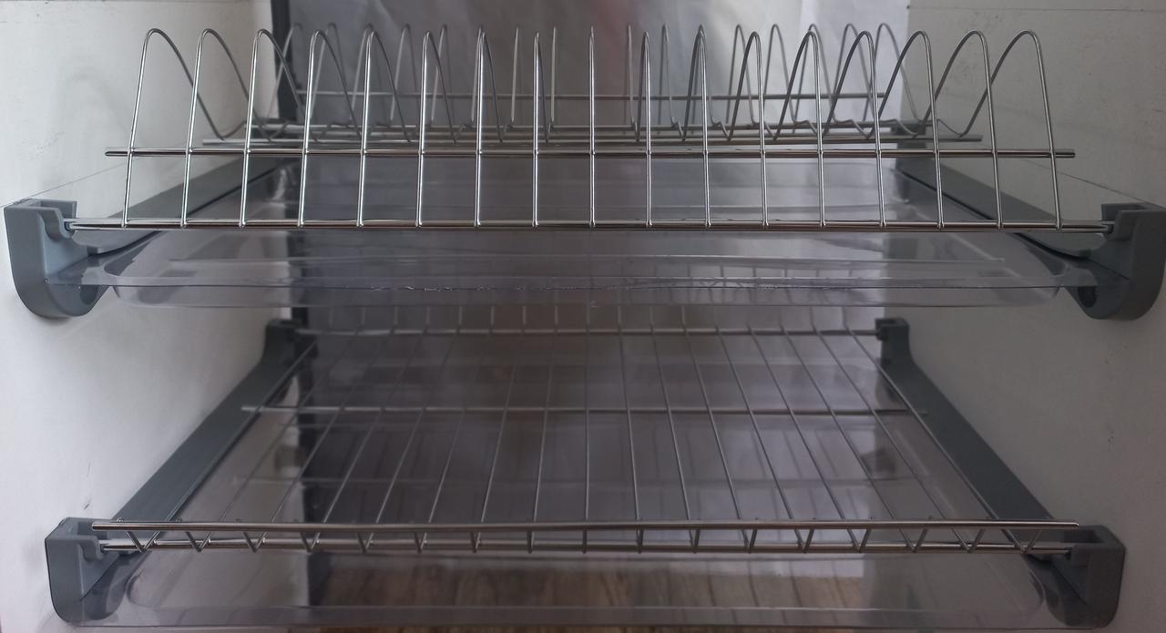 Сушіння для посуду GIFF 450 мм. (L=415 мм.) хром (2 полиці, 2 піддони, 4 кріплення), фото 1