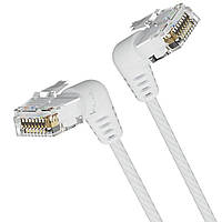 Кабель Vention Cat6A UTP Rotate Right Angle Ethernet Patch Cable 1M White Slim Type