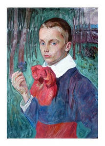 Листівка Українське мистецтво - Портрет Романа Гогульського  "Хлопчик з фіалками", 1909