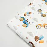 Тканина Поплін "Дитячі машинки на повітряних кульках" коричневі, сірі та синє № 3230, фото 8