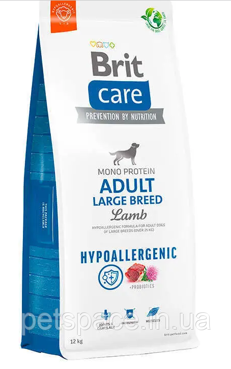 Термін до 02.2025р.! Корм Brit Care Hypoallergenic Large Breed (гіпоалер. з ягням для великих порід) 12кг