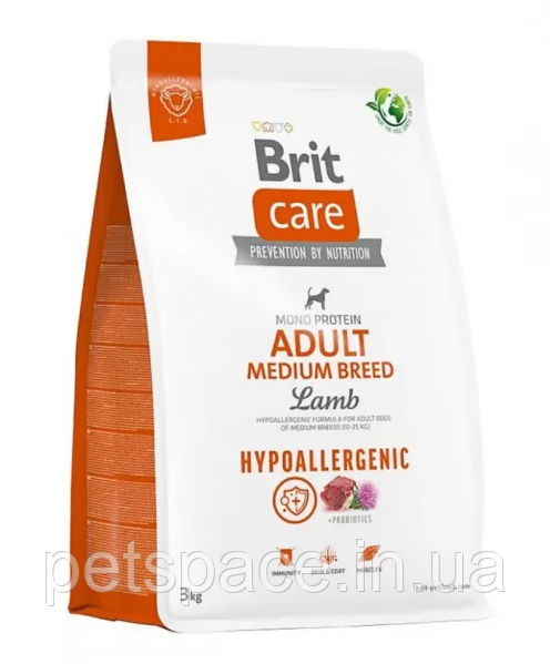 Корм Brit Care Hypoallergenic Adult Medium Lamb (гіпоалерг. з ягням для собак середніх порід) 3кг