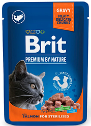 Вологий корм Brit Premium Sterilised Salmon (Бріт для стерилізованих котів з лососем) 100г.