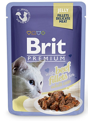 Вологий корм Brit Premium Beef Fillets (Бріт для котів з яловичим філе в желе) 100г.
