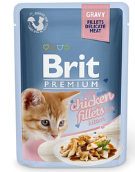 Вологий корм Brit Premium Chicken Fillets (Бріт для кошенят з філе курки в соусі) 100г