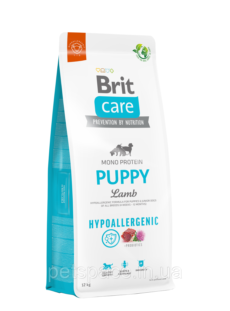 Корм Brit Care Hypoallergenic Puppy Lamb (гіпоалер. з ягням для цуценят усіх порід) 12кг, фото 1