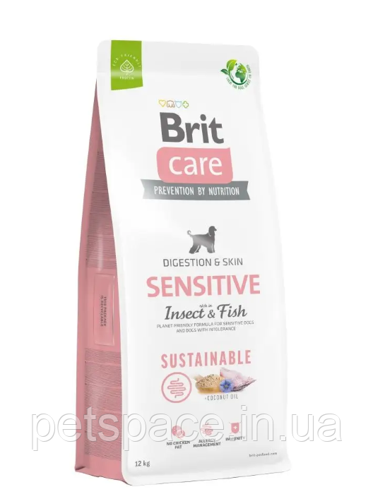 Brit Care Sustainable Sensit Digest&Skin (для собак з чутливим травленням/шкірою, риба і комахи)12кг