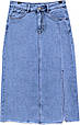 Наймодніша довга джинсова спідниця міді-максі блакитного кольору, фото 7