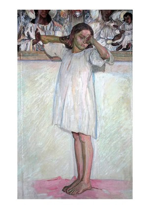 Листівка Українське мистецтво - Пробудження на тлі образу, 1910