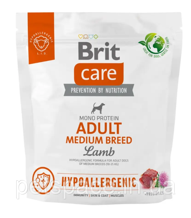 Корм Brit Care Hypoallergenic Adult Medium Lamb (гіпоалерг. з ягням для собак середніх порід) 1кг