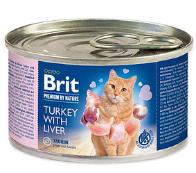 Консерви Brit Premium by Nature Cat (Бріт для котів з індичка і печінкою) 200г