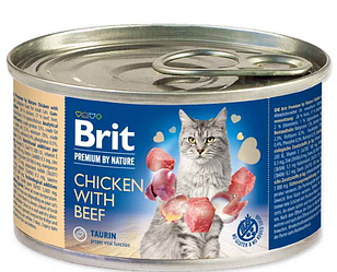 Консерви Brit Premium by Nature Cat (Бріт для котів з курка та яловичина) 200г