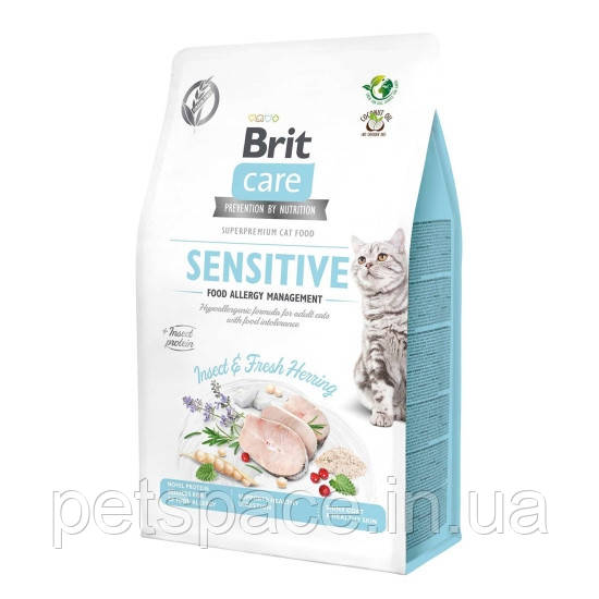 Корм Brit Care Cat GF Sensitive Insect & Fresh Herring (Бріт з комахами та оселедцем для котів) 2кг