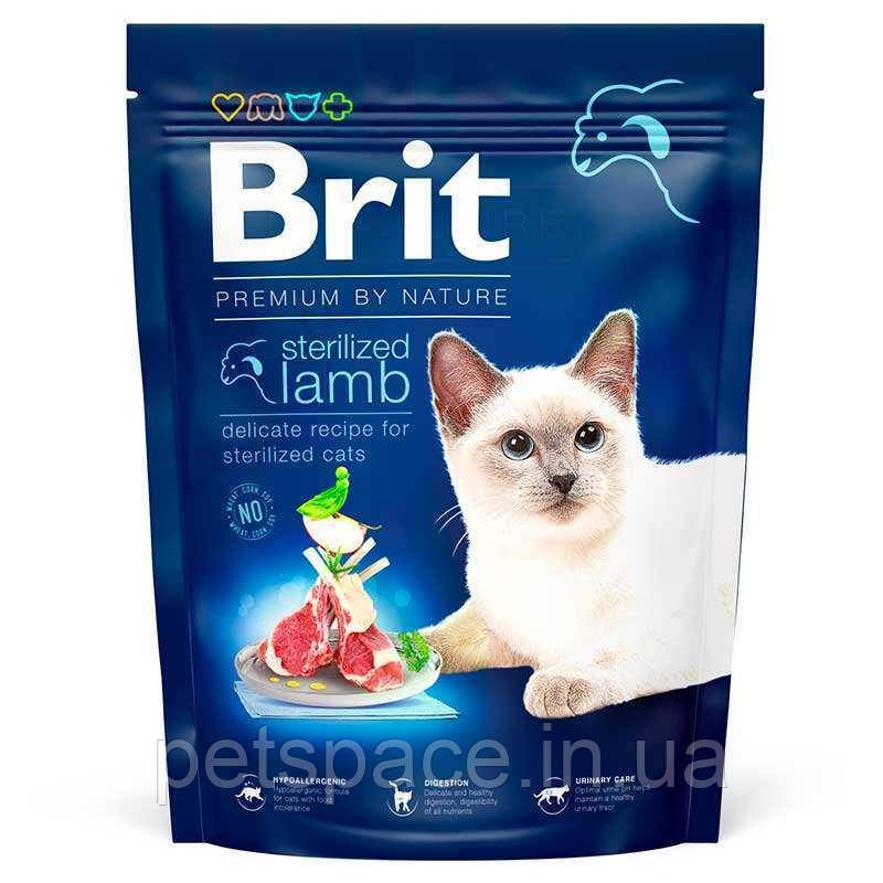 Корм Brit Premium Sterilized Lamb (Бріт Преміум для стерелізованих котів з ягням) 1.5кг.