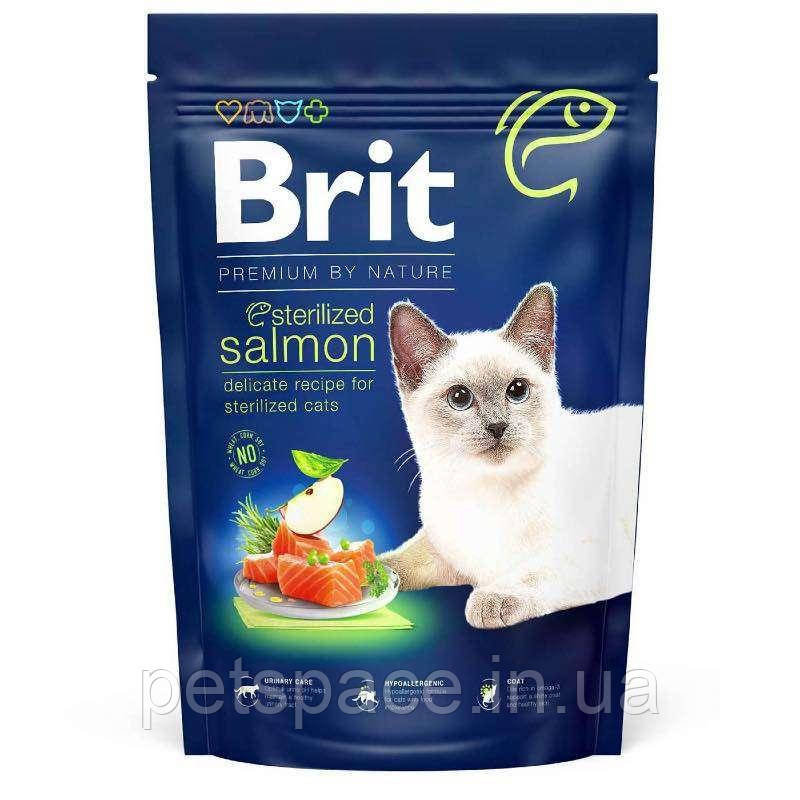 Корм Brit Premium Sterilized Salmon (Бріт Преміум для стерелізованих котів з лососем) 1,5кг.